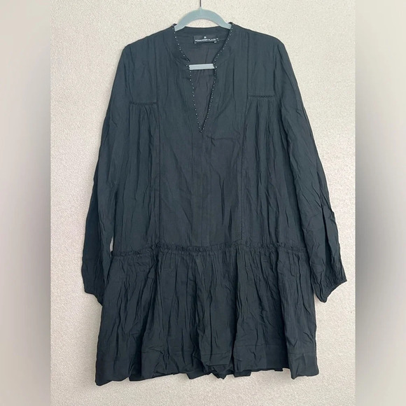 Tuckernuck Pomander Place Black Dress/Coverup-Cotton-Beaded V-Neck-Women’s XL - Picture 5 of 13